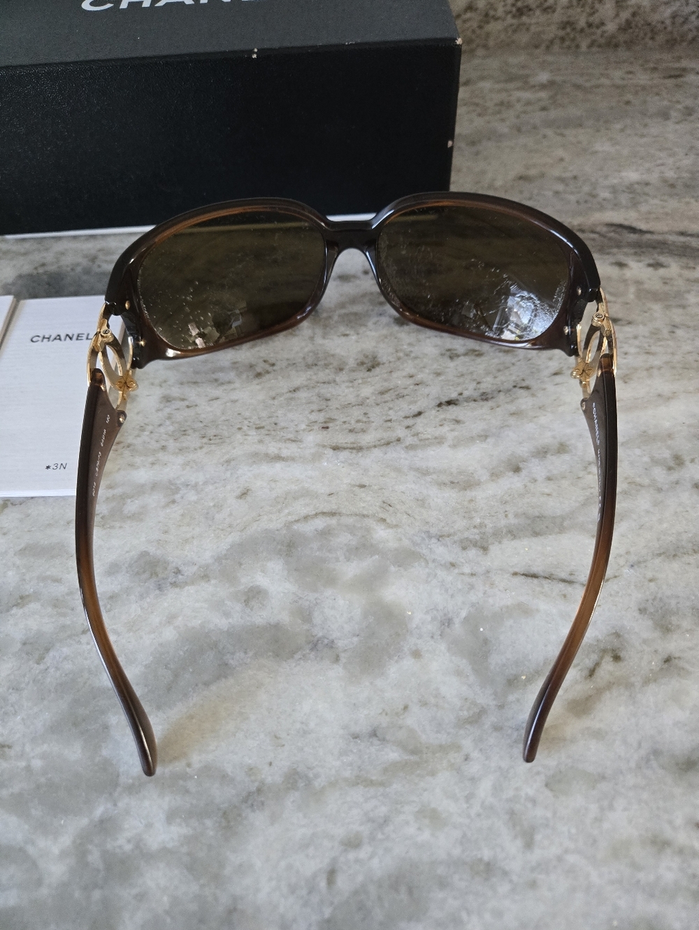 Authentic CHANEL Brown Gradient Oversized Women's Sunglasses - Picture 2 of 7
